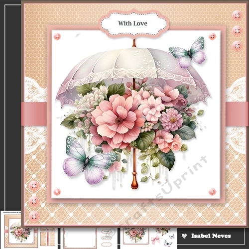 Umbrella, Flowers And Butterflies 4