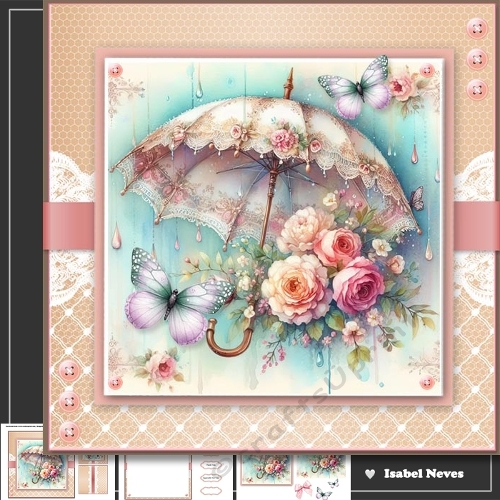Umbrella, Flowers And Butterflies 6