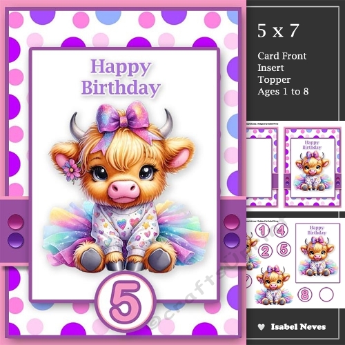 Cute Highland Cow Birthday ~ Age 1 to 8