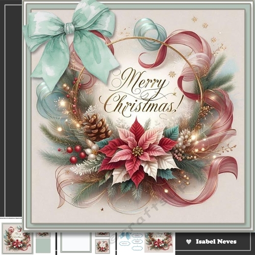 Poinsettia Christmas Wishes Scene