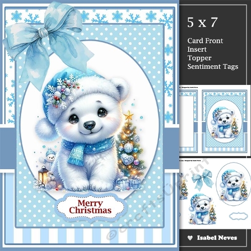 Pretty Blue Christmas Polar Bear