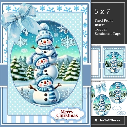 cup1380617_2073 - Pretty Blue Christmas Snowman Scene