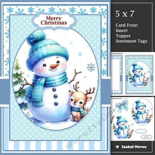 Pretty Blue Christmas Snowman Friends