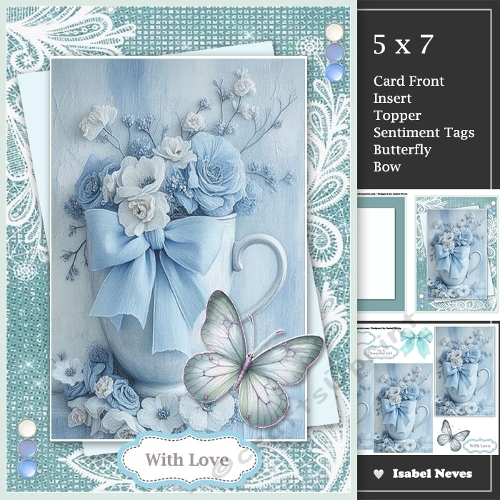 Powder Blue Floral Teacup For You