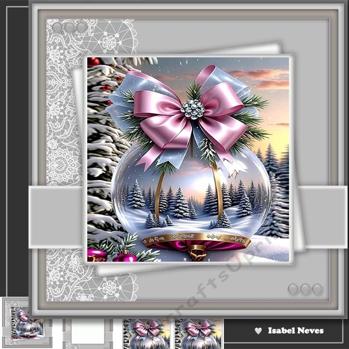 6x6_Winter Scene Beautiful Bauble 3 Gray