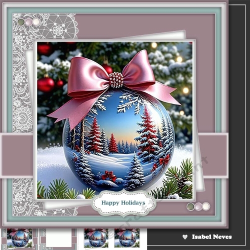 8x8 Winter Scene Beautiful Bauble 4