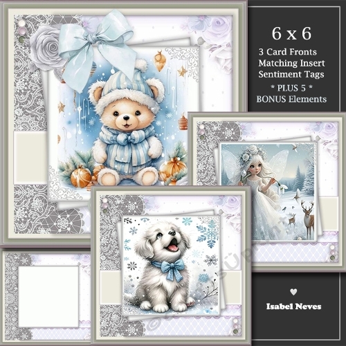  Set of 3 ~ 6x6 Lovely Christmas Greetings