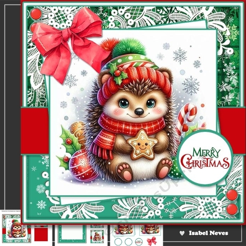 6x6 Festive Holiday Hedgehog