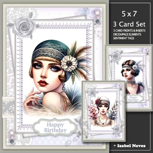 3 Card Set ~ Gatsby Glam Lovely Lady