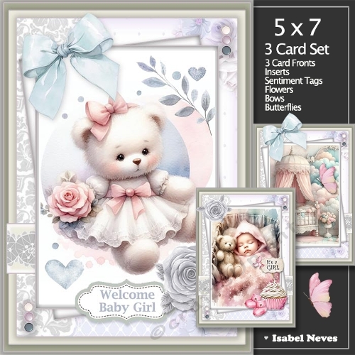 Set Of 3 ~ Welcome Baby Girl
