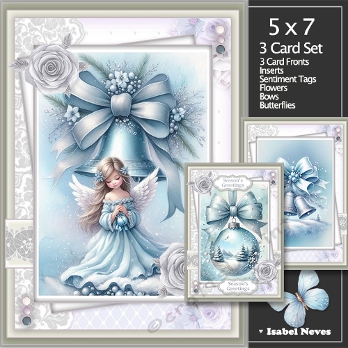 Set of 3 ~ Lovely Winter Blue Greetings