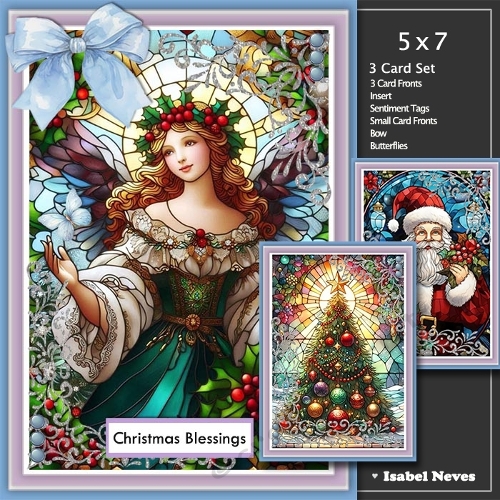 Image of cup1387259_2073 - Set Of 3 ~ Christmas Stained Glass Windows