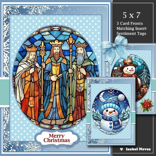 Set Of 3 ~ Festive Stained Glass Windows