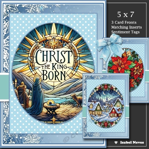 Set Of 3 ~ Festive Stained Glass Windows 2