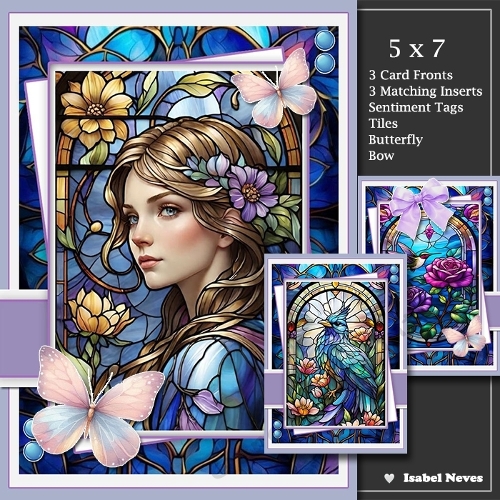 Set Of 3 ~ Stunning Stained Glass Floral Windows 2