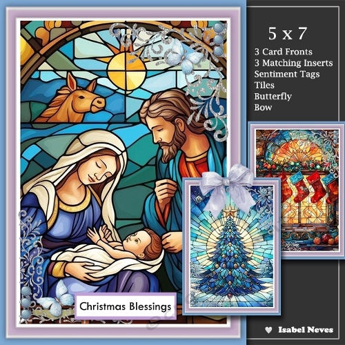 cup1388241_2073 - Set Of 3 ~ Christmas Stained Glass Windows 3