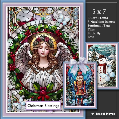 cup1388242_2073 - Set Of 3 ~ Christmas Stained Glass Windows 4