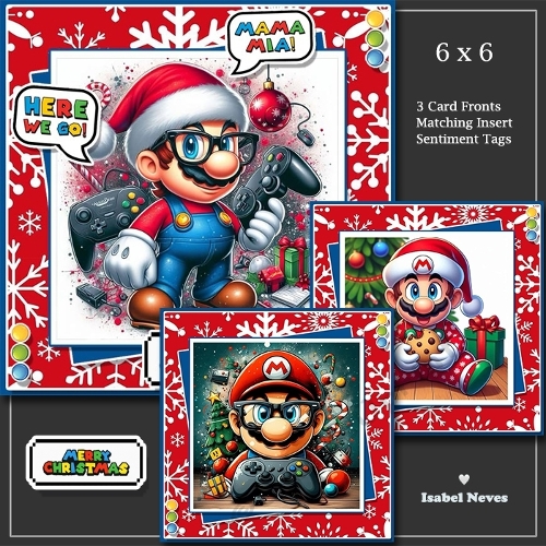 Set Of 3 ~ 6x6 Super Mario Christmas Wishes