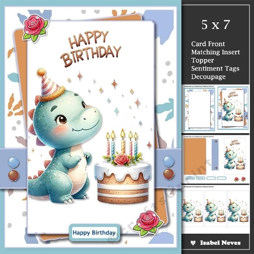 5x7 ~ Little Dinosaur Birthday