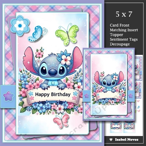 5x7 ~ Stitch Birthday Wishes