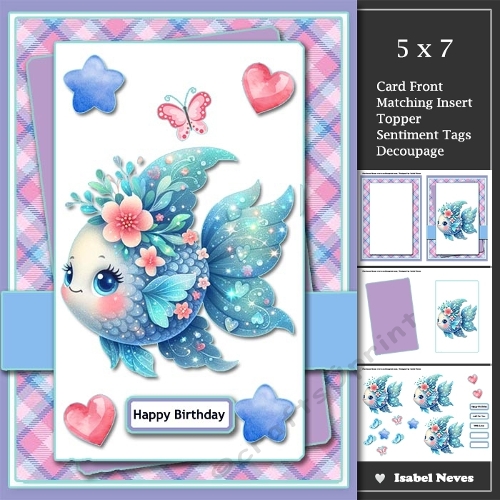5x7 ~ Cute Fish Birthday Wishes