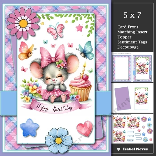 5x7 ~ Cute Mouse Birthday Wishes