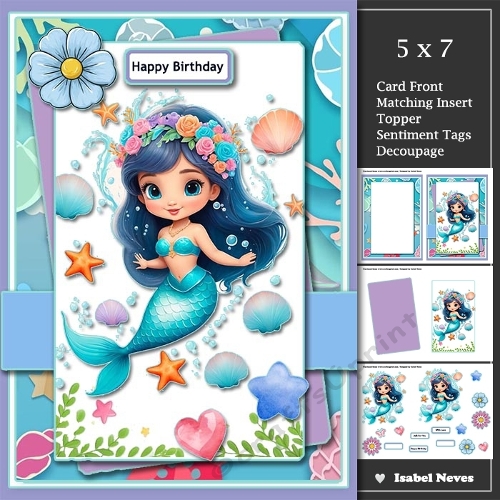 cup1422032_2073 - 5x7 ~ Cute Mermaid Birthday Wishes