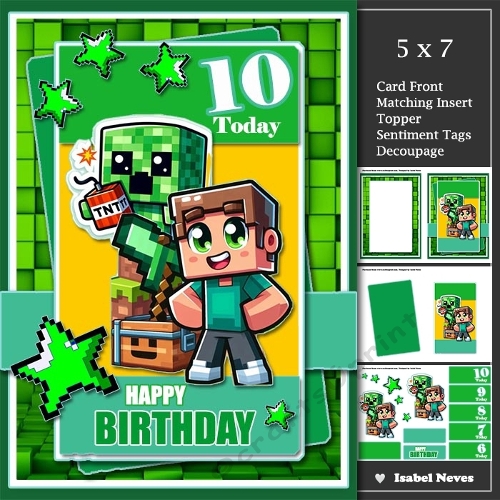 5x7 ~ Minecraft Birthday Ages 6 t0 10