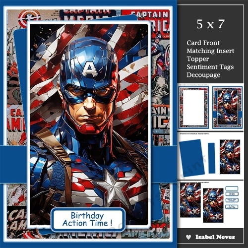 5x7 ~ Birthday Action Time ~ Captain America