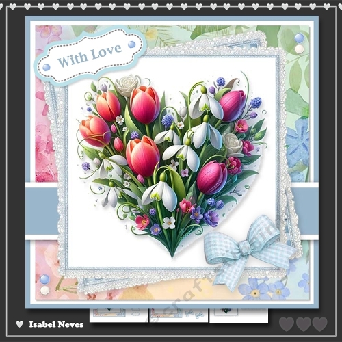6x6 ~ Spring Flower Heart Bouquet 3