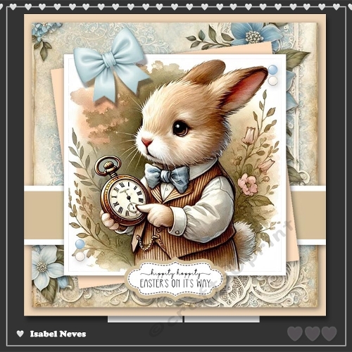 6x6 ~ Lace Floral Bunny