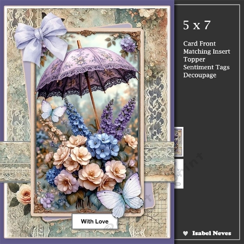 5x7 ~ Flowers Lace Butterfly Umbrella