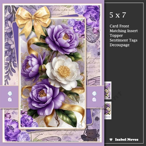 cup1428692_2073 - 5x7 ~ Purple And Gold Floral