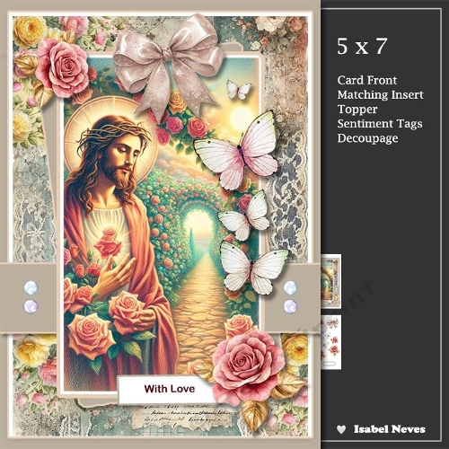 cup1428813_2073 - 5x7 ~ Jesus With Roses