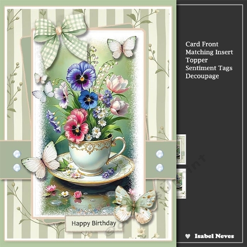 5x7 ~ Teacup Pansy Butterflies