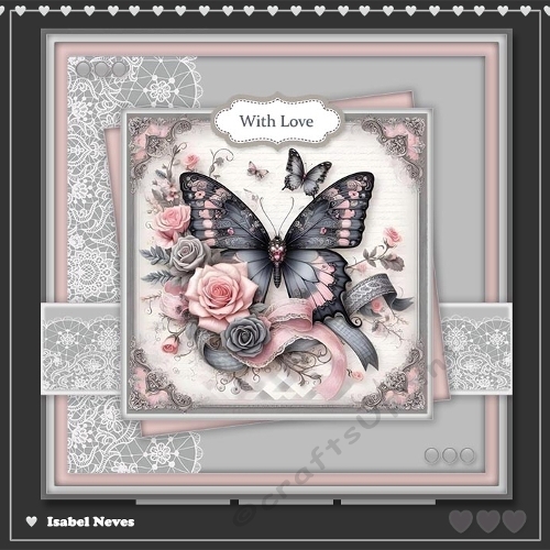 6x6 ~ Roses And Butterfly