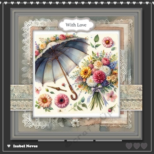 6x6 ~ Lace And Floral Umbrella