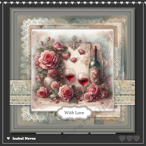 6x6 ~ Wine Roses And Lace