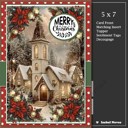 5x7 ~ Festive Christmas Church