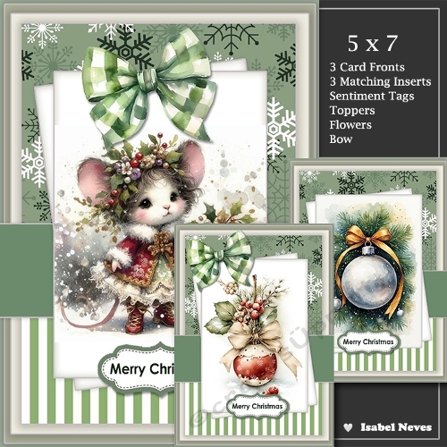 5x7 ~ Set Of 3 Christmas Wishes 7