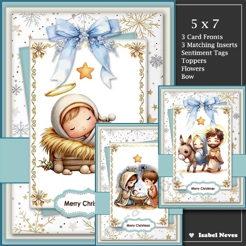 5x7 ~ Set Of 3 Christmas Nativity Scenes