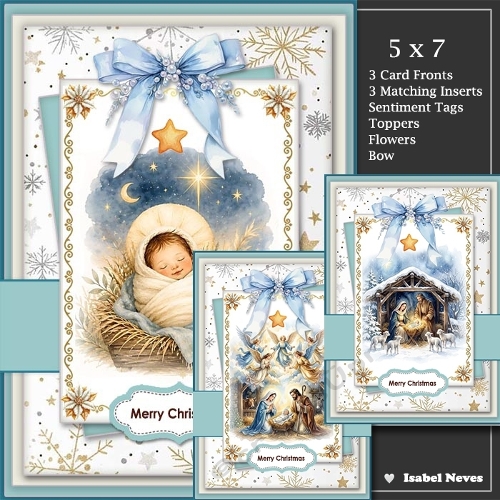 5x7 ~ Set Of 3 Christmas Nativity Scenes 2