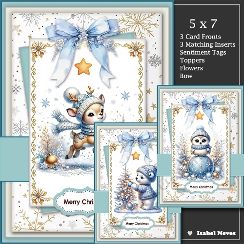 5x7 ~ Set Of 3 Cutest Christmas Animals