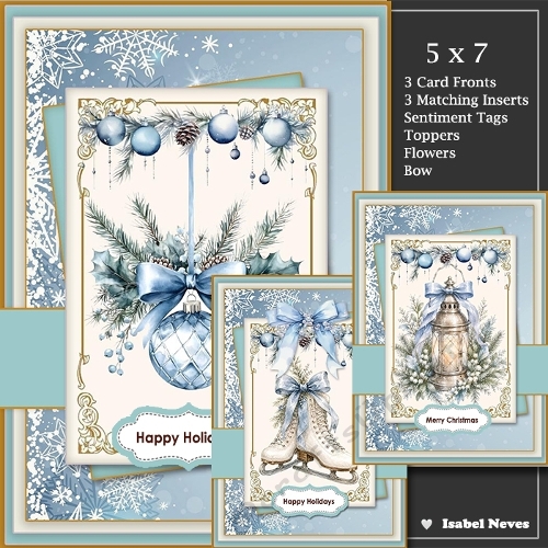 5x7 ~ Set Of 3 Cool Winter Greetings