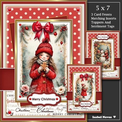 5x7 ~ Set Of 3 Cutie Christmas Greetings 3