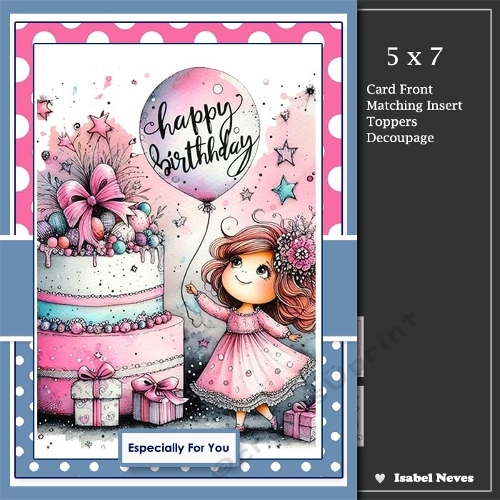 5x7 ~ Cute Girl Happy Birthday