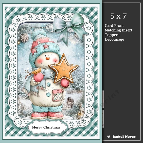 5x7 ~ Cute Christmas Snowman