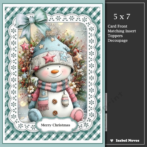 5x7 ~ Cute Christmas Snowman 2