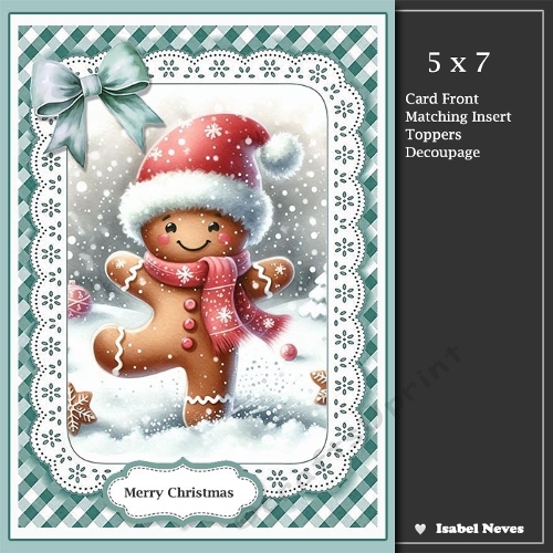 5x7 ~ Cute Christmas Gingerbread Man