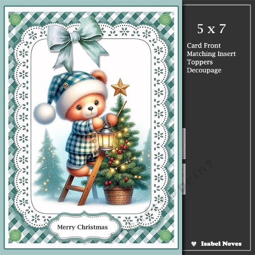 5x7 ~ Cute Christmas Teddy Bear